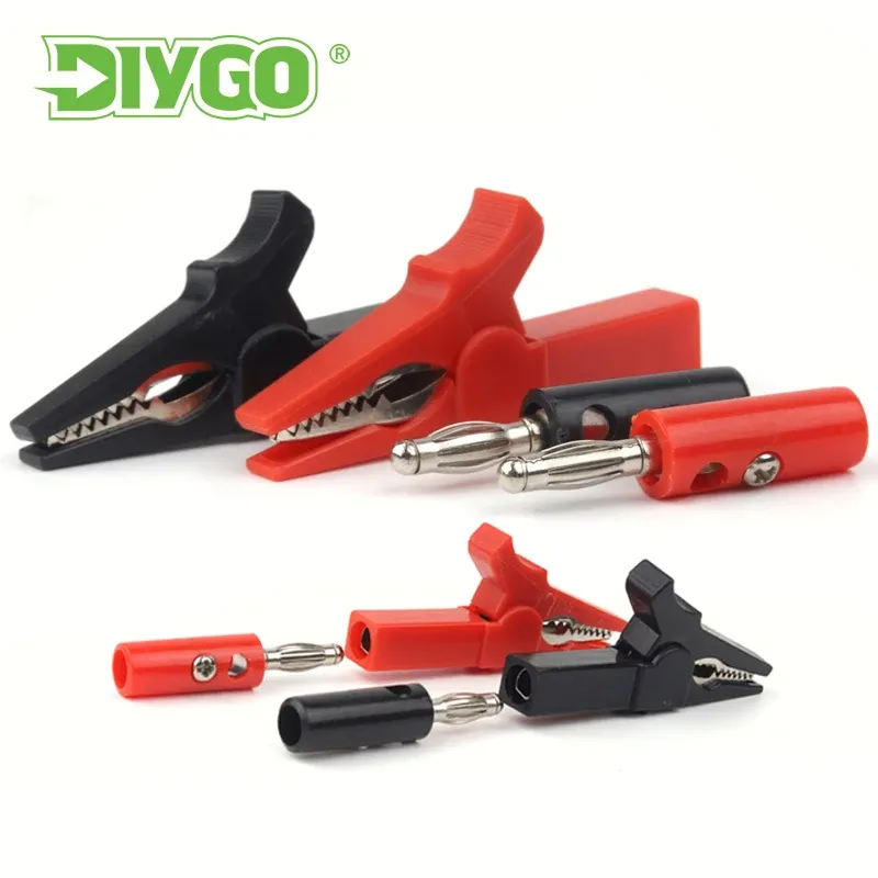 4 Teile/satz 55mm Krokodilklemme Bananenstecker Prüfspitzen Mit 4mm Bananenstecker Kabelklemmen Für Multimeter Messwerkzeug Zubehör