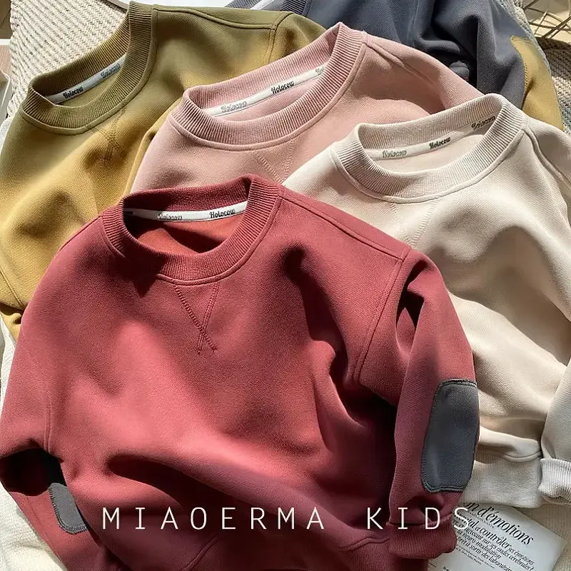 Frühling solide Sweatshirt Kinder kleidung neue Herbst mode lose lässige Pullover Kinder Langarm Baumwolle Trainings anzüge 2-8 y
