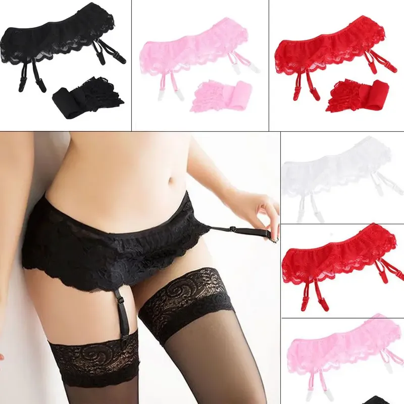 Damen sexy heiße Spitze Top Oberschenkel-Höhen Strümpfe Socken Hosenträger Strumpf gürtel