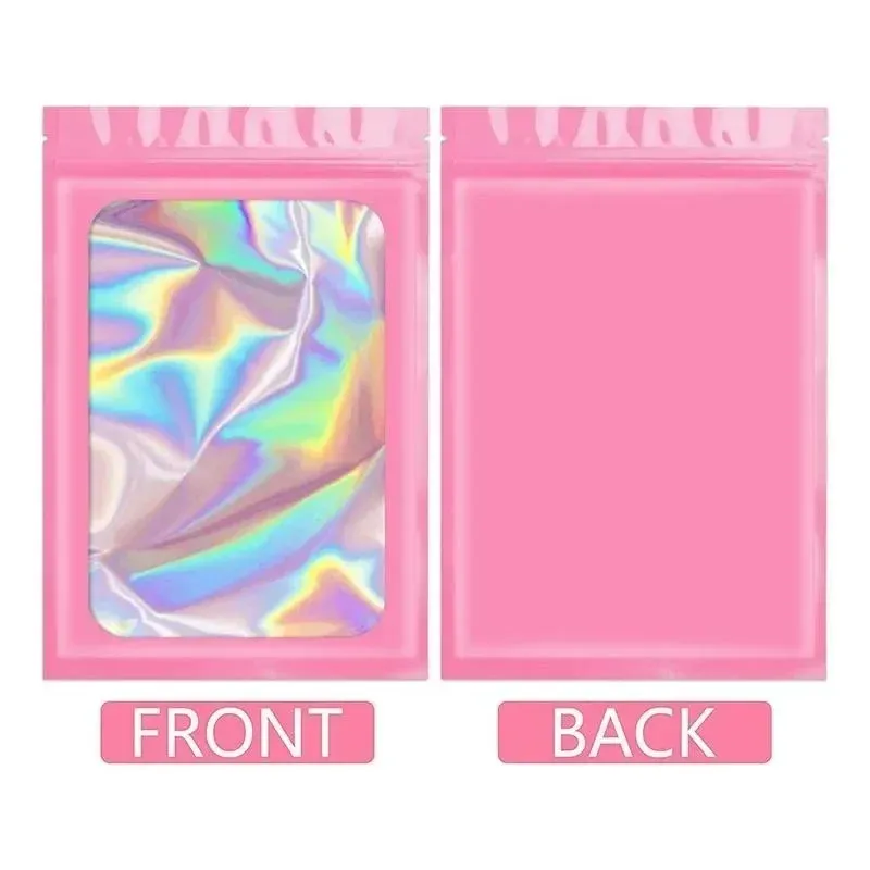 50/100PC Verdicken Druckverschlussbeutel Holographische Laser Farbe Kunststoff Beutel Für DIY Schmuck Einzelhandel Lagerung Beutel Zip-Lock Beutel KEIN Loch