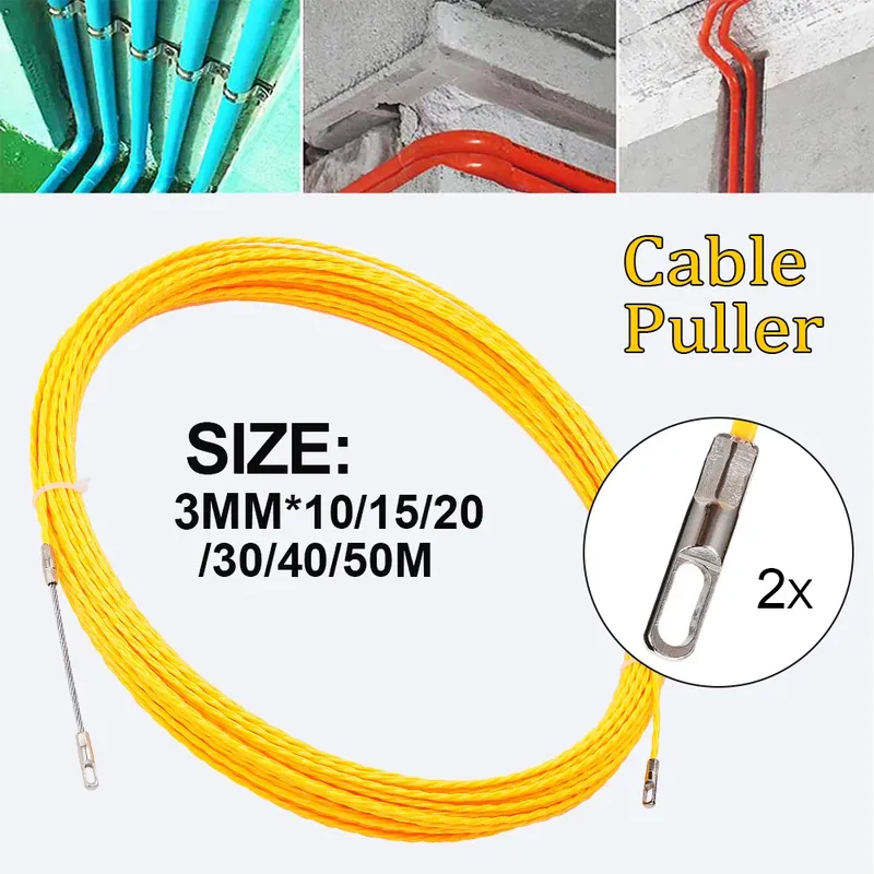 3mm Kabel Push Puller 10-50M Fiberglas Kabel Puller Fisch Band Reel Conduit Werkzeug Kanalisieren Rodder ziehen Puller Guide Gerät