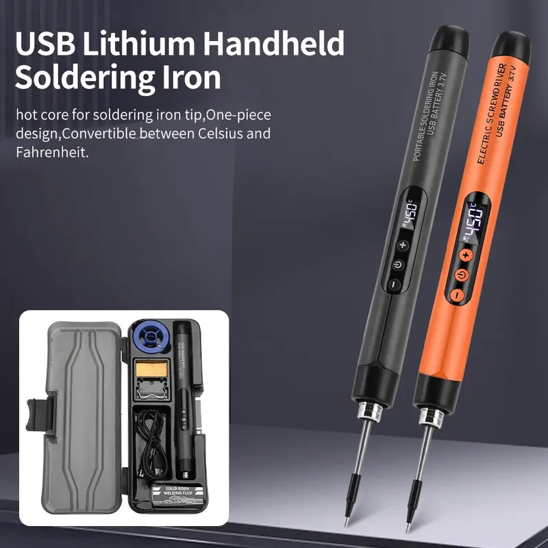 USB-Lötkolben mit Digitalanzeige, Typ-C-Schnittstelle, Mini-Lötkolbenset 260–420 ℃   Fünf Temperaturumschaltung