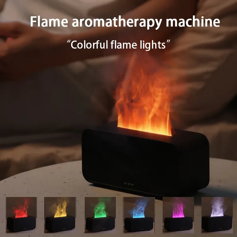Flammen-Aroma-Diffusor, Duft-Diffusor für ätherische Öle, Luftbefeuchter, mit 3D-Flammen-Nachtlicht 120 ml, für Schlafzimmer, Zuhause und Büro