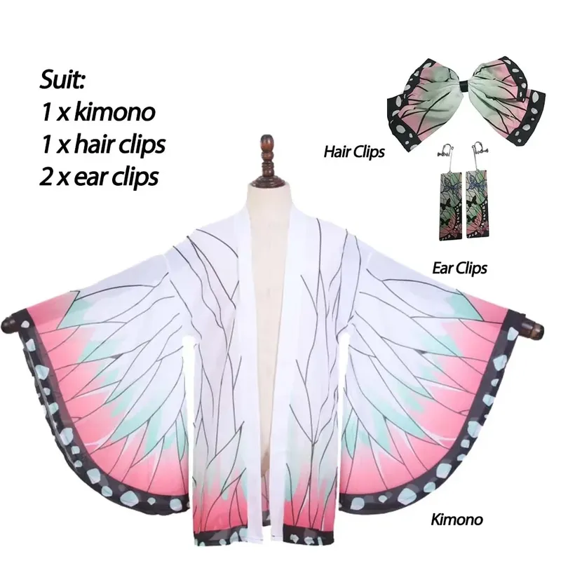 Kochou Shinobu Cosplay Kostüm Strand Umhang Frau Kimono Strickjacke Umhang Strand Urlaub Bikini Schmetterling Robe Tops Japanische Anime