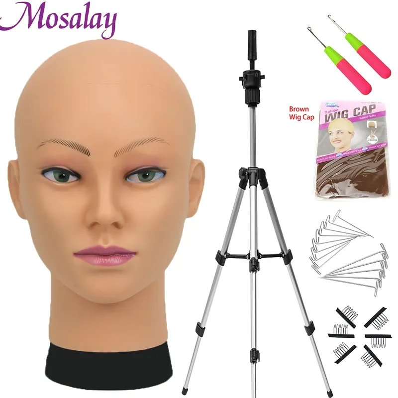 Neue Mannequin Kopf Perücke Ständer Mit Einstellbare Perücke Stativ Halter Für Perücken Machen Display Mit T Pins/Perücke Kappe für Kostenloses Geschenk