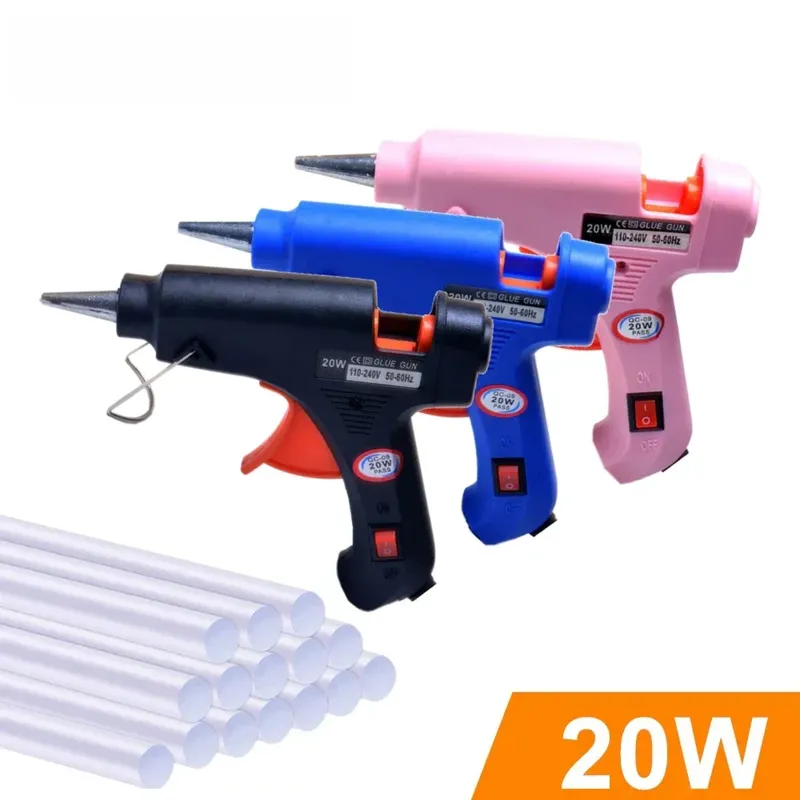 20W Hot Melt Kleber Pistole DIY Mini Haushalt Industrie Pistolen Wärme Temperatur Thermo EU Elektrische Reparatur Werkzeug Verwenden 7mm kleber Sticks