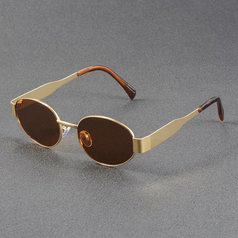 CRIXALIS Y2K Ovale Sonnenbrille Frauen Persönlichkeit Metall Kleine Runde Mode Gläser Strand Zubehör Weibliche Gläser Shades UV400
