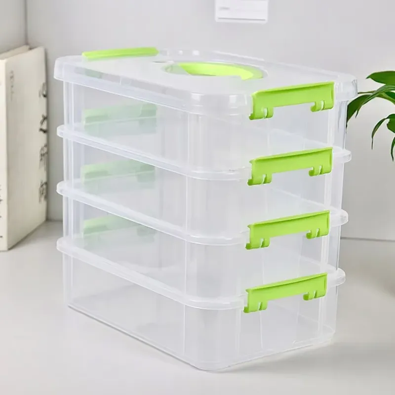4-lagiger stapelbarer Schreibtisch-Aufbewahrungs-Organizer aus transparentem Kunststoff, Make-up-Organizer-Box, langlebig, Schmuckbehälter, Behälter, Schubladentisch