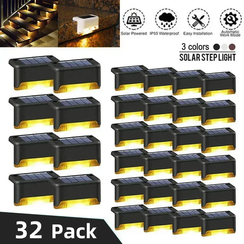 Warmweiße LED-Solar-Stufenlampe, Weg, Treppe, Gartenleuchten im Freien, wasserdichte Balkonleuchte, Dekoration für Terrasse, Treppen, Zaunleuchte