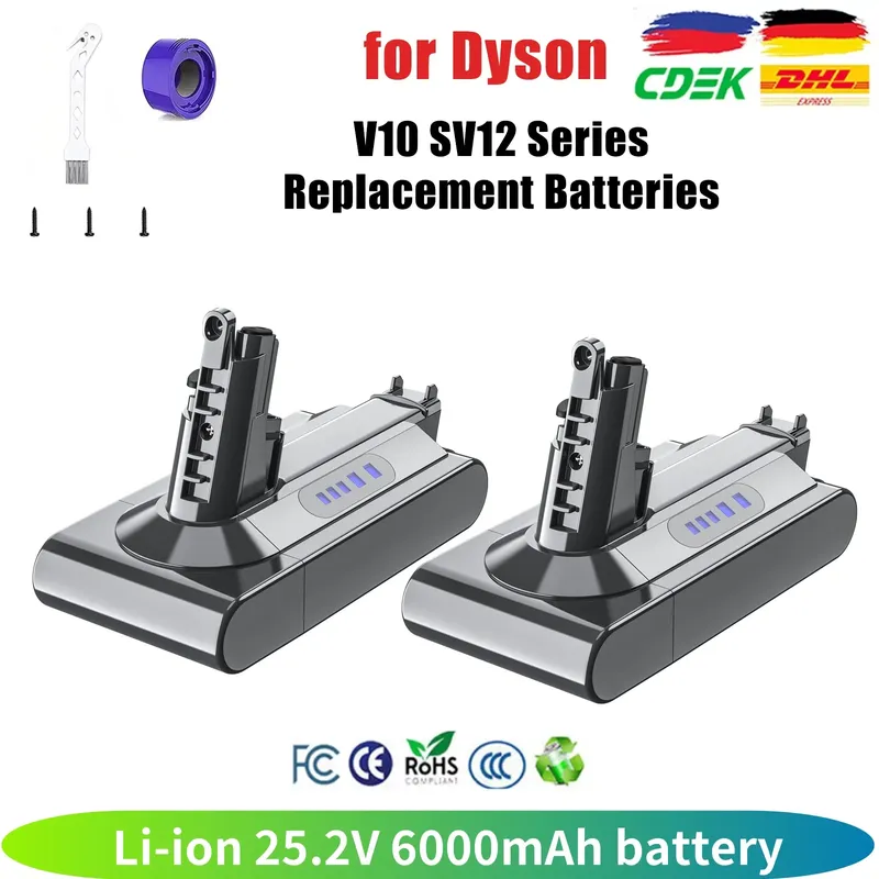 Für Dyson V10 6000 mAh 25,2 V batterie Für Dyson SV12 Batterie Absolute Tier Li-Ion Staubsauger Wiederaufladbare BATTERIE SV12