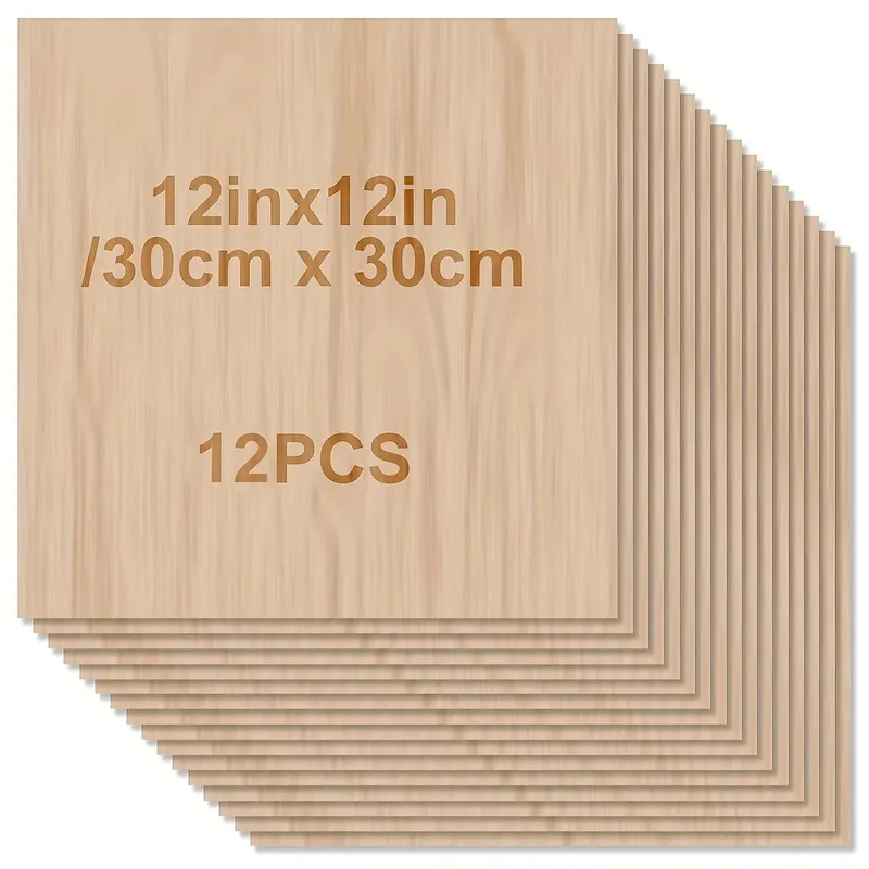 4/8/12/24/48 Bastelholzplatte – 12 x 12 x 1/12 Zoll – 2 mm dicke Platte, glatte Oberfläche, quadratische Platte, geeignet zum Laserschneiden