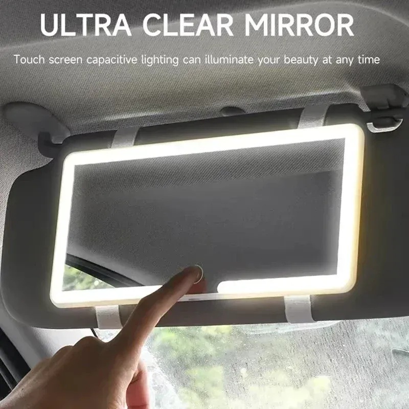 Auto-Innenraum-Make-up-Spiegel, Sonnenblende, Platte, LED-Spiegel für Mädchen und Frauen, wiederaufladbares Fülllicht, universeller Kosmetikspiegel
