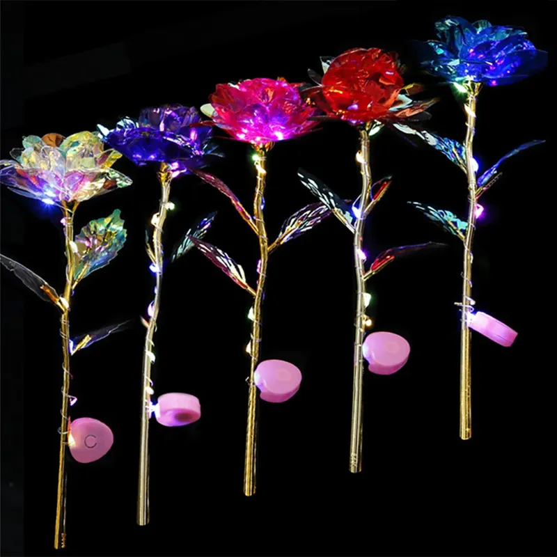 Led Valentinstag Muttertagsgeschenk 24K Folienplattierte Rosen Künstliche Blumen Hochzeitsdekoration Liebhaber Beleuchtung Rosen Kreatives Geschenk