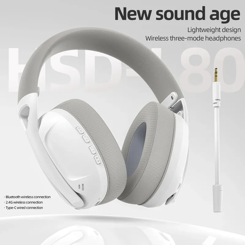 SMAILWOLF L80 Bluetooth kabelloses kabelgebundenes Gaming-Headset mit drei Modi, leichtes Laptop-Headset für Zuhause mit Mikrofon