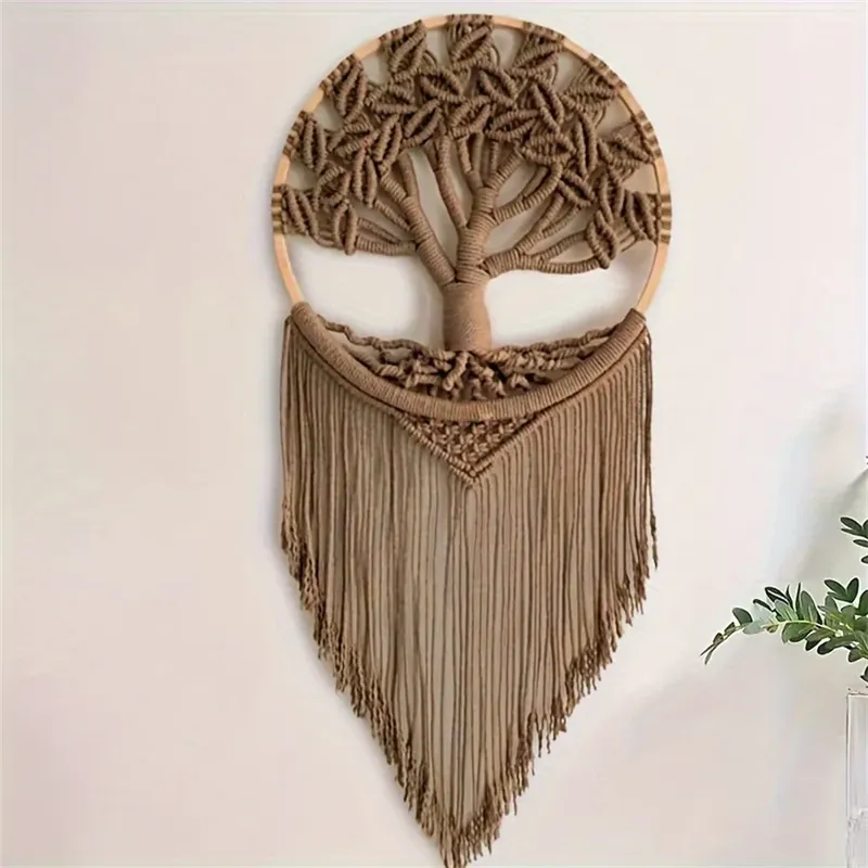 Baum des Lebens Makramee Wandbehang handgefertigt gewebt Boho Home Wanddekoration für Schlafzimmer Kinderzimmer Wohnung Wohnheim Dekoration, Geschenk Mädchen