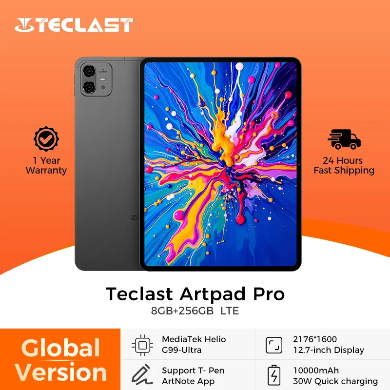 Teclast ArtPad Pro 12,7" 2,2K UHD-Display 20 GB RAM (8+12 virtuell) 256 GB ROM Helio G99 10000 mAh 30 W Android 15 Tablet Global LTE