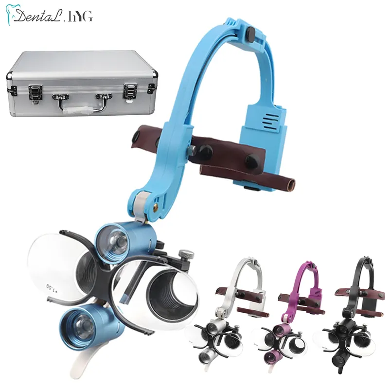 Dental LED Scheinwerfer Fernglas Lupen Deasin 2,5X/3,5X Stirnband Einstellbar 5W Zahnarzt Chirurgische Scheinwerfer Zahnmedizin Lupe EU/US