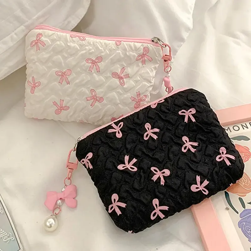 1PC Farbe Bogen Leinwand Große Kapazität Lippenstift Air Kissen Lagerung Taschen frauen Make-Up Tasche Pendler Handtasche Reise Kulturbeutel