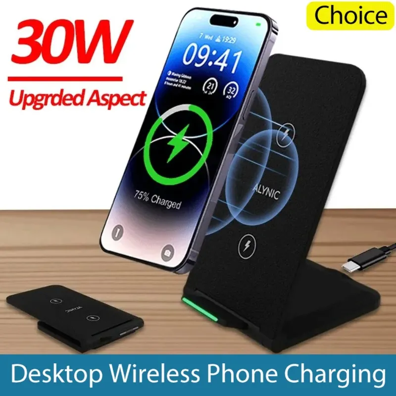 30 W Schnelle Ladestation Drahtlose Ladegerät Desktop Faltbare Telefon Ladegeräte Pad Für iPhone 16 15 14 13 12 Pro max Samsung S24 S23