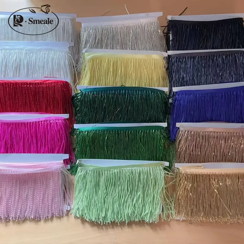 Röhrenquasten-Kleideraccessoires, Spitzenbesatz, Hochzeits- und Abendkleid, Perlendekoration, RS24495, 15 Farben, 10 cm Breite