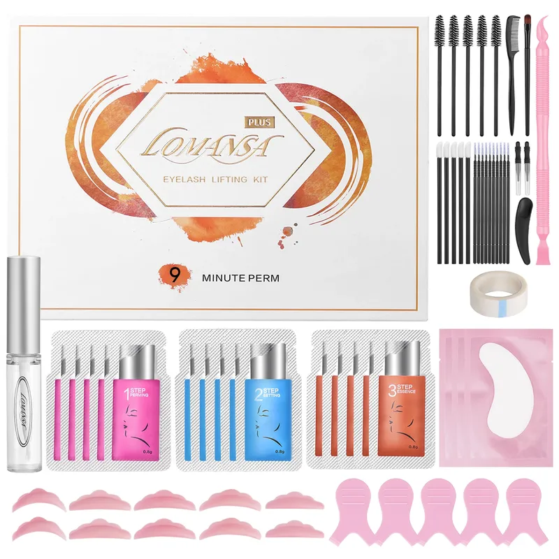 Lomansa 15 Stück/Lot 8–12 Minuten Augenbrauen-Laminierungsset, 2-in-1-Beutel, Dauerwellen-Fixierungslotion, Wimpernlifting, 6–8 Wochen, Make-up-Tools