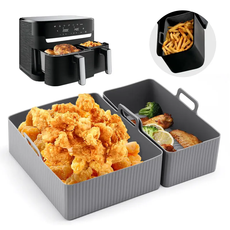 2 teile/satz Silikon Air Friteuse Matte AirFryer Backform Form Wiederverwendbare Ofen Backblech Pad Nicht-stick Korb Liner topf Küche Werkzeug