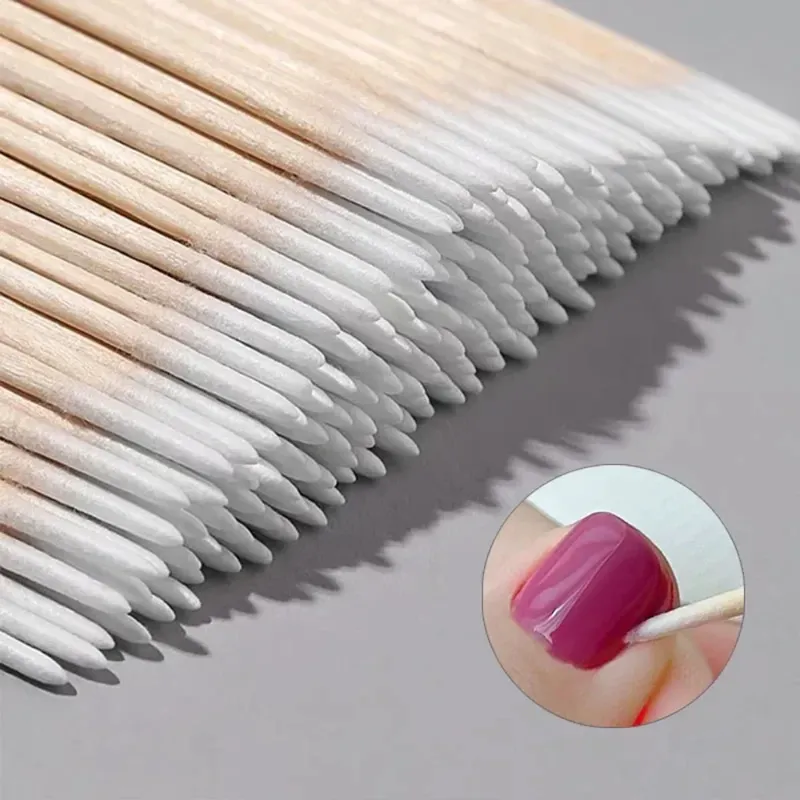 100/300/500 Nägel Holzspitze Baumwolle Stick Knospen Einweg Ultra-Detail Corrector Nagellack Entferner Saubere Sticks Maniküre Werkzeuge