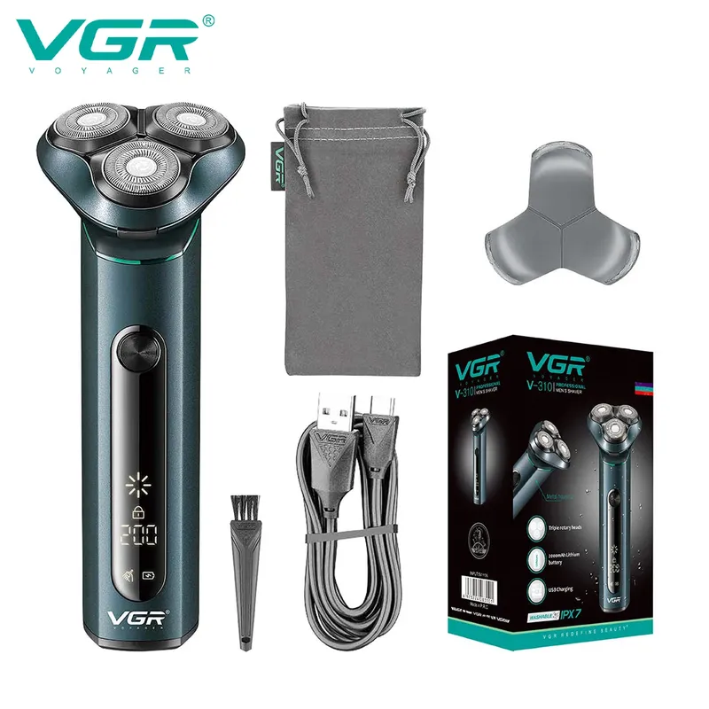 VGR 310 Elektrorasierer, rotierender 3D-Schwimmrasierer, wasserdicht, Herren-Rasiermaschine, professioneller Bartschneider, USB wiederaufladbar
