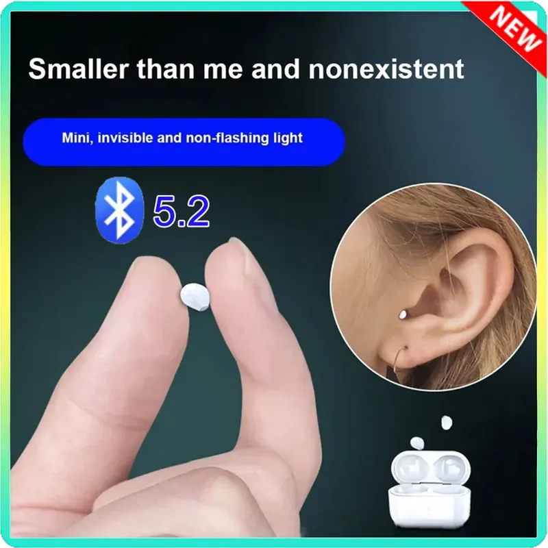 Unsichtbare Kopfhörer Mini-Kopfhörer V5.2 Bluetooth TWS In-Ear-Ohrhörer Rauschunterdrückung Drahtlose Schlaf-In-Ear-Ohrhörer mit Mikrofon