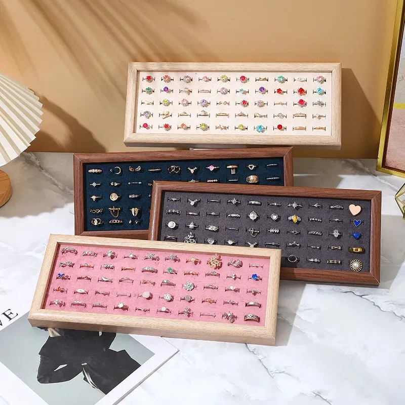 Modeschmuck-Tabletts aus Samt mit 50 Fächern für Ringe, großes Fassungsvermögen, Fingerring, Ohrstecker, Manschettenknopf, Aufbewahrungsregal, Organizer