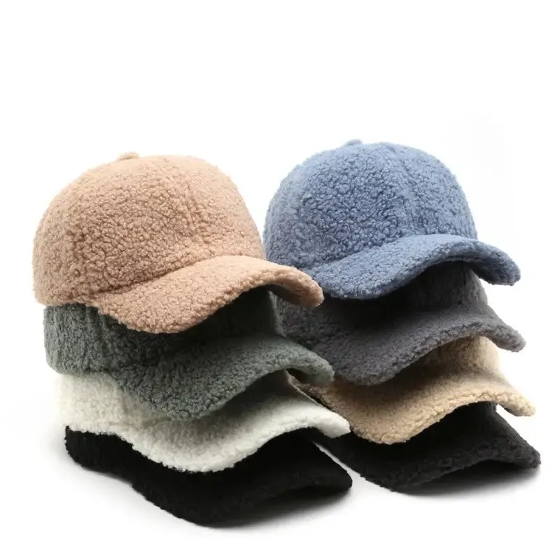 Herbst Winter Baseball Kappe Frauen Künstliche Lamm Wolle Hüte Warm Halten Kappe Plüsch Baseball Caps Frühling Baseball Kappe Solide Sonnenschirm