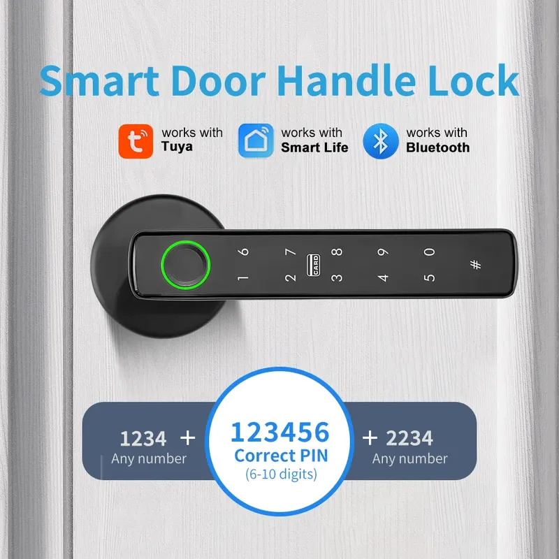 Tuya Smart Türschloss Bluetooth Fingerabdruckerkennung Elektronisches Schloss Smart Life Home Automation System Unterstützt Hotelbüro