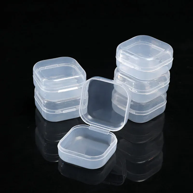 5-50 stücke Kunststoff Lagerung Box Mini PP Quadratische Box Schmuck Angelhaken Komponente Einzel-fach Abgedeckt Transparente Lagerung box