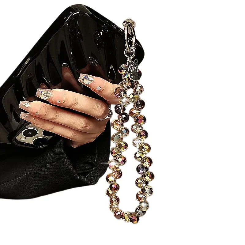 Handgefertigtes, luxuriöses, funkelndes Kristall-Diamant-Handy-Lanyard mit Charm-Anhänger, geeignet für Handyhüllen, AirPods, Autoschlüssel