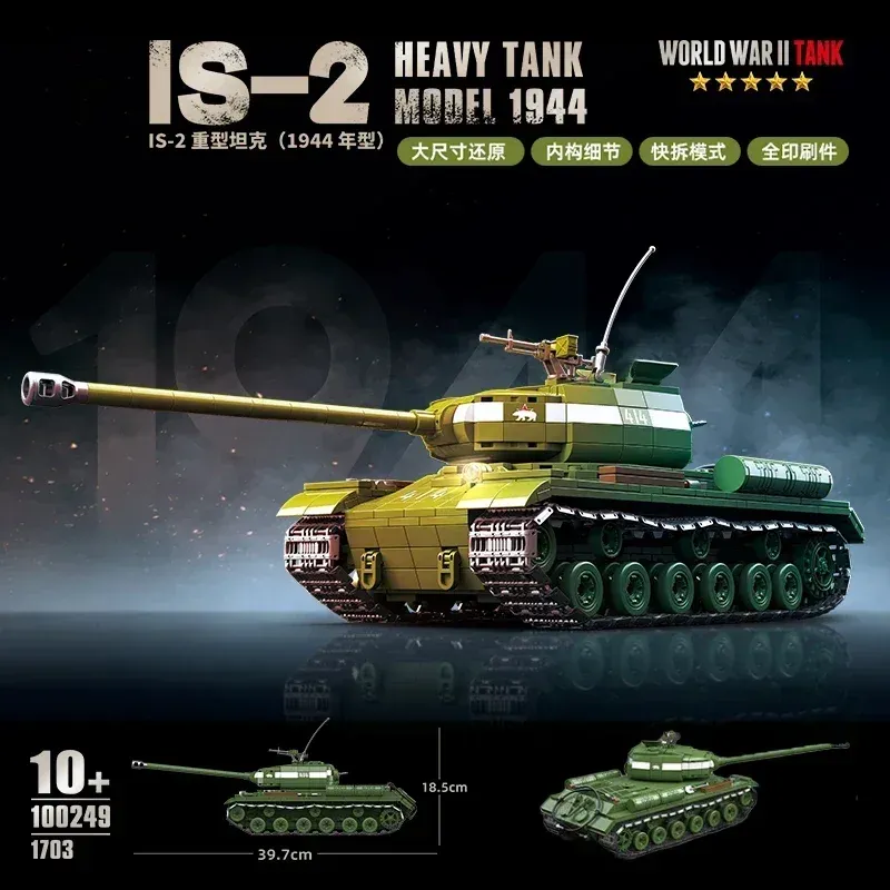 WW2 Militär Klassische Modell Tiger Leopard KV-1 KV-2 IS-2 Schwere Tank Sammlung Modell Bausteine Ziegel Spielzeug für Jungen Geschenke