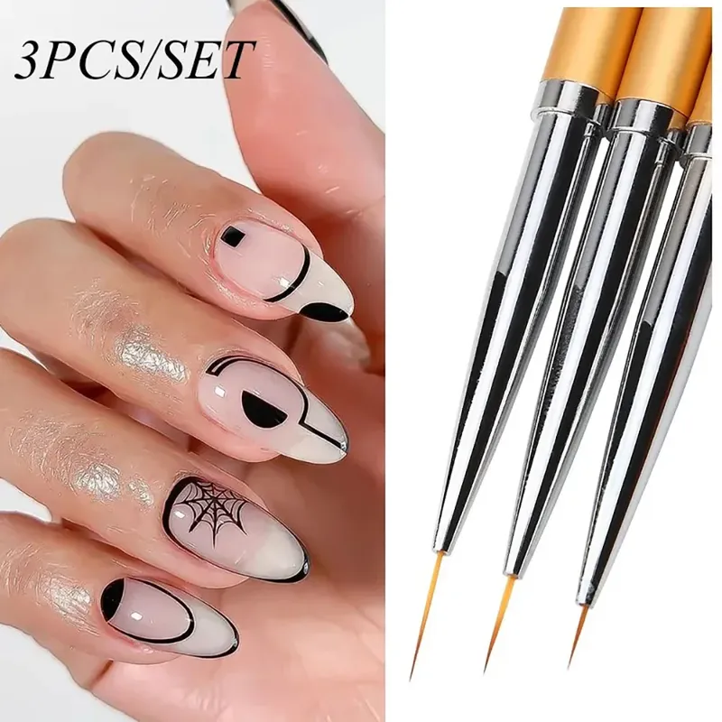 Linmanda Metall runde Spitze Nail Art Gel Erweiterung Builder Malerei Liner Pinsel Zeichnung Blume Blütenblatt Stift Kit Maniküre Werkzeuge Set