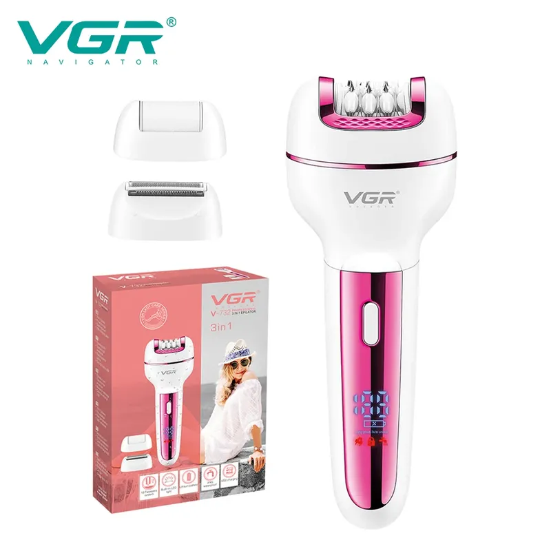 VGR 732 Original 3in1 Epilierer Frauen Elektrische Rasierer Für Gesicht Körper Wiederaufladbare Dame Trimmer Haar Entfernung Bikini Achseln Beine