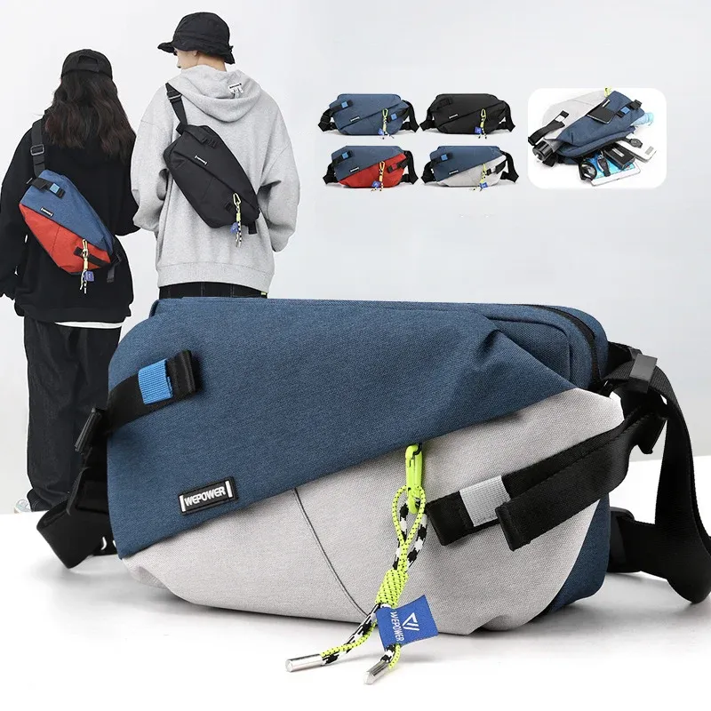 Hochwertige Hüfttaschen mit Nylon-Fächer, 2024, neue Marke, Unisex, Brusttasche, lässig, Outdoor, Reisen, Umhängetasche, Herren, Gürteltaschen