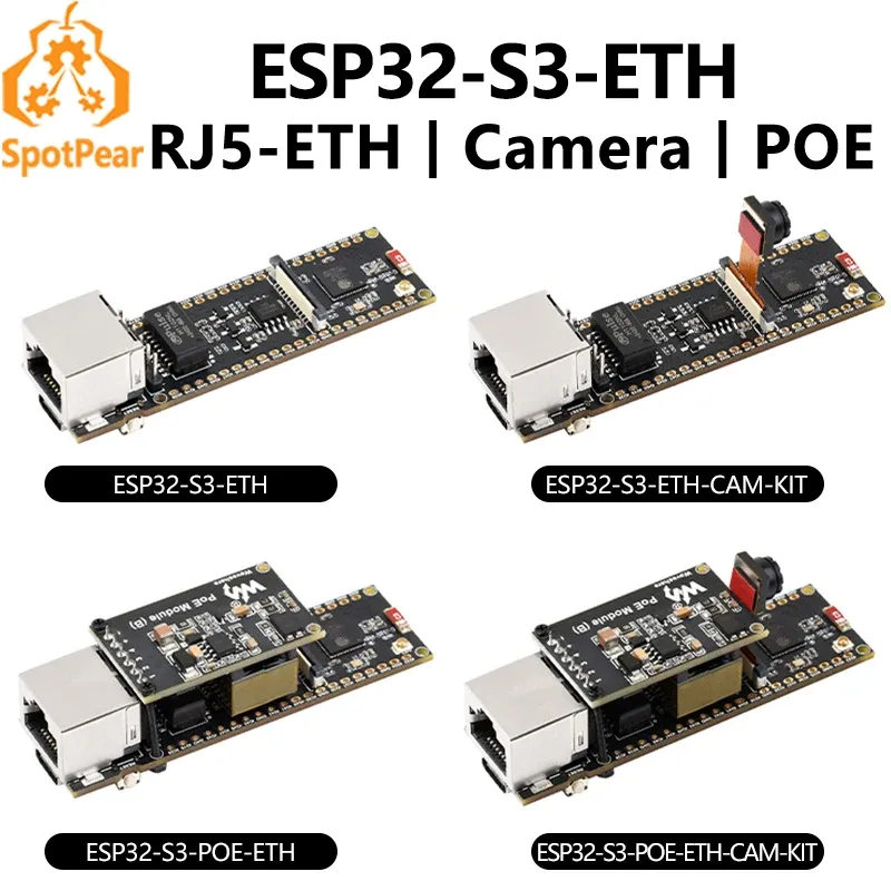 ESP32-S3 ETH Kamera-Entwicklungsboard PoE RJ45 / OV2640 OV5640 Port / W5500 / Micro-SD kompatibel mit Raspberry Pi Pico Größe