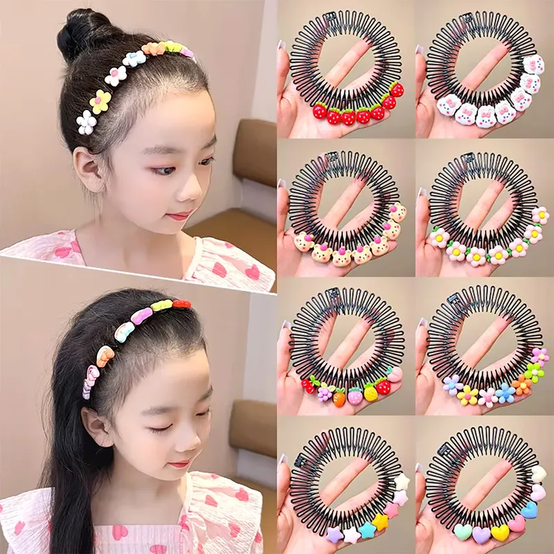 Anti-Frizz Haarkamm für Kinder zum Fixieren von Fliegenden Haaren. Unsichtbares Rundes Stirnband für Haarstyling und Pony-Kontrolle. Süßer Haarschmuck für Mädchen und Kinder Styling-Werkzeug Set Profi Mode Design