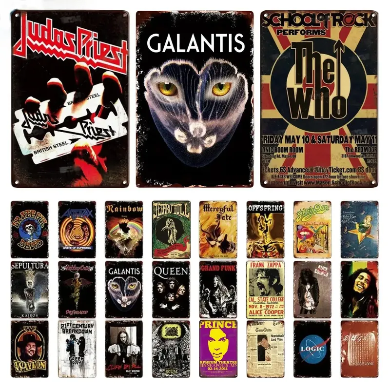 Vintage Rock Band Metallschild Metall Poster Schild Plakette Metall Wandplatte Werkstatt Bar Pub Garage Club Retro Home Wanddekoration