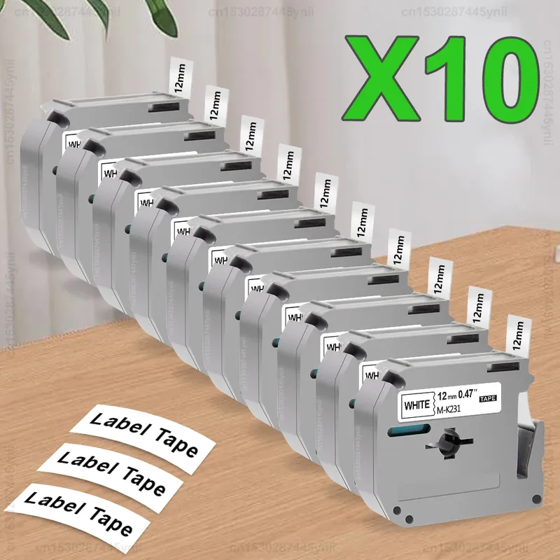 5/10 Stück M-K231 kompatibles Brother 12 mm MK Etikettenband MK231 MK-231 MK-131 431 631 für Brother P-Touch Etikettendrucker PT-70 PT-80