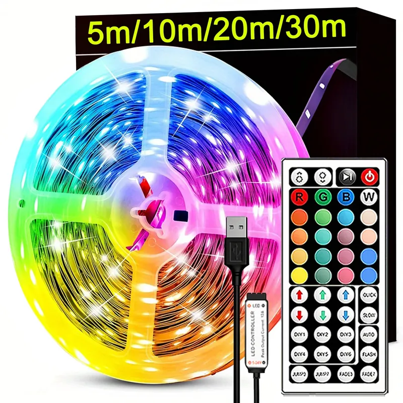 RGB-LED-Streifenlichter mit Fernbedienung, Luces LED-Raumleuchte, USB, flexibles Band für Raumdekoration, TV-Hintergrundbeleuchtung, Diodenband