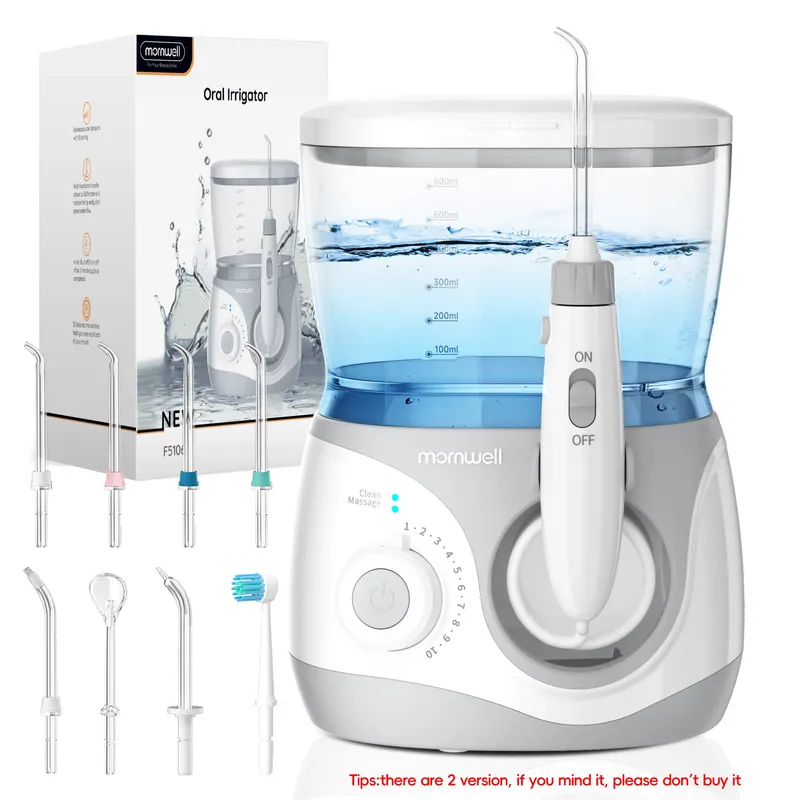 Wasserflosser für zu Hause, 600 ml, großes Fassungsvermögen, 10 einstellbare Druck, 6 Heimmüsen, professionelle Munddusche für die Zahnreinigung