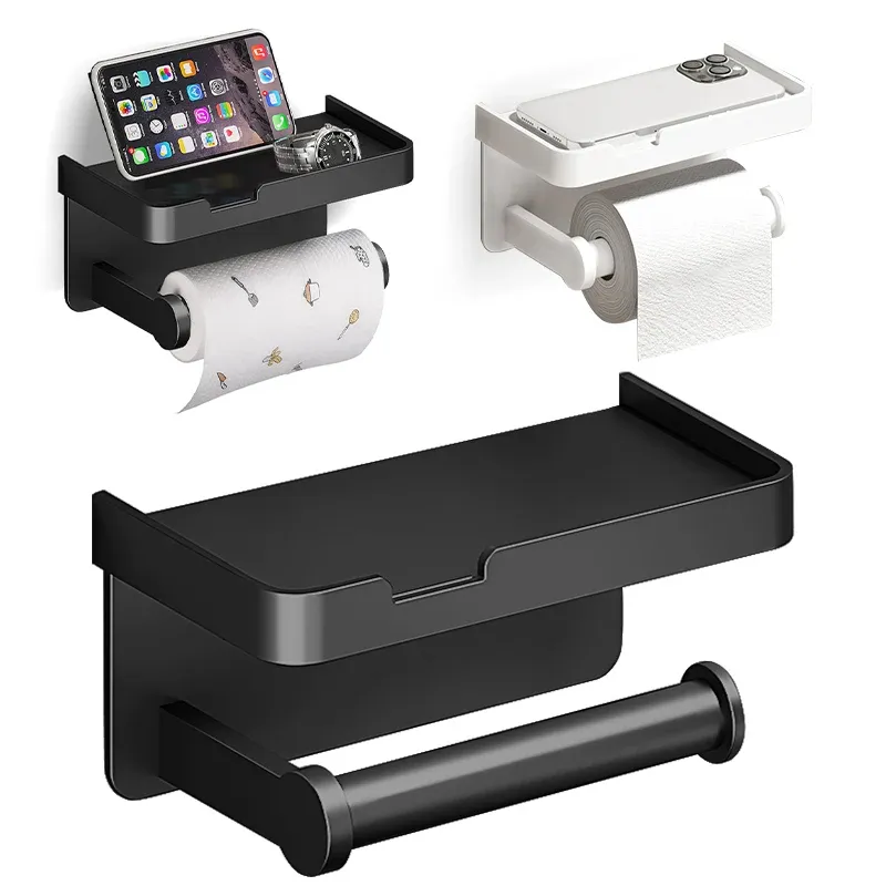 Toilettenpapierhalter aus Aluminiumlegierung, Toilettenpapierhalter, Wandmontage, Toilettenpapierrollenregal, Telefonständer für Badezimmerzubehör zu Hause