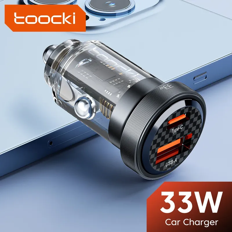 Toocki 33W Car Charger Quick Charge PD 3.0 SCP 5A USB Type C Car Phone Charge Fast Charging  For iPhone 14 13 Xiaomi Samsung S23