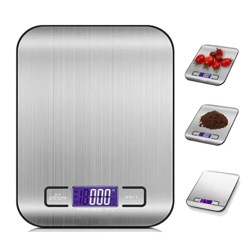 Neue 5 kg/1g Tragbare Küche Waage Kaffee Elektronische Waage Edelstahl Oberfläche LCD Hintergrundbeleuchtung Küche Lebensmittel Waagen wiegen Werkzeug