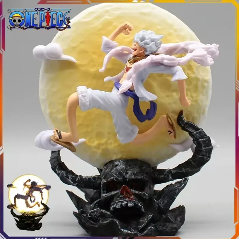 12cm One Piece Anime Figur Mondfee Nika Monkey D. Luffy Gear 5 Mit Mondlicht Actionfigur Statue Modell Sammlerstück Spielzeug