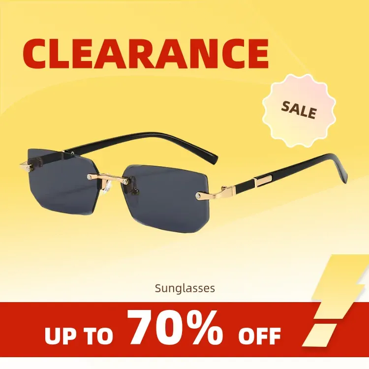 Clearance_Rimless Sonnenbrille Rechteck Mode Beliebte Frauen Männer Shades Kleine Quadratische Sonnenbrille Für Weiblich Männlich Sommer Travelin