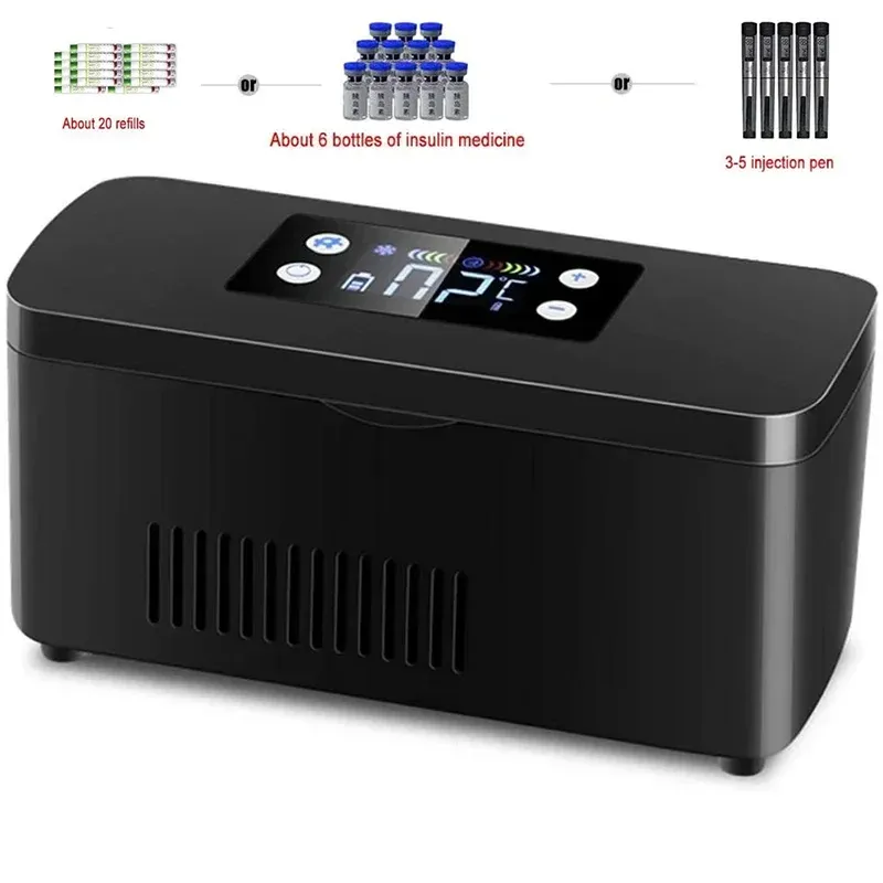 Insulin-Kühler, tragbar, für Hormon, Medikamente, Kühlschrank, Medizinbox für Zuhause, Interferon-Wachstum, Pillen-Organizer, eingebaute Batterie, Reise, Auto